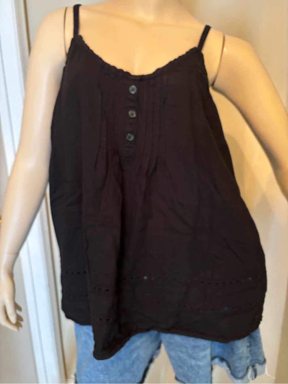 torrid Black Eyelet Button-Front Camisole